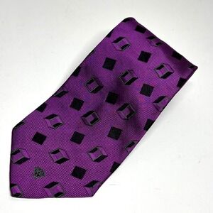Gianni Versace Silk Tie Mens OS Purple Geometric Medusa Head Italy Vintage 80's‎
